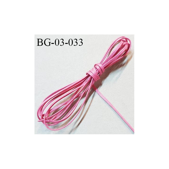 Galon lacette ciré 2 mm couleur rose très solide largeur 2 mm prix au mètre
