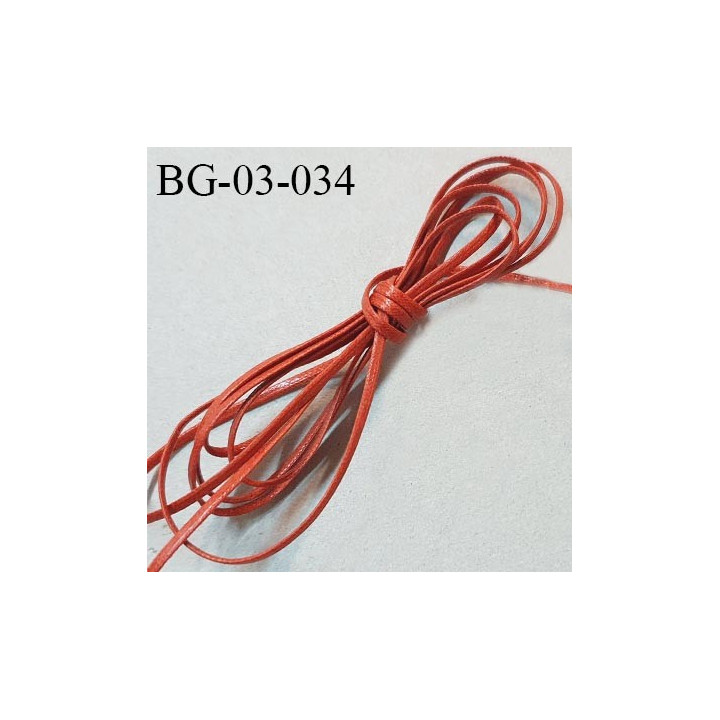 Galon lacette ciré 2 mm couleur rouille très solide largeur 2 mm prix au mètre