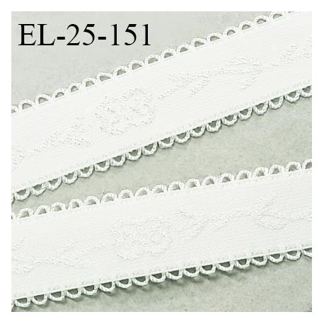 Elastique picot 24 mm lingerie haut de gamme couleur naturel avec motifs fabriqué en France largeur 24 mm prix au mètre