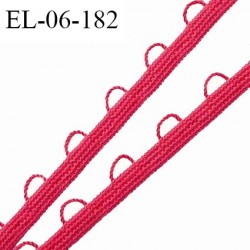 Elastique boutonnière picot 6 mm spécial lingerie haut de gamme couleur cerise fabriqué en France largeur 6 mm prix au mètre