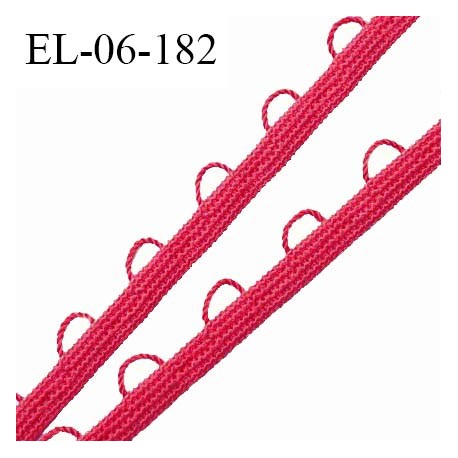 Elastique boutonnière picot 6 mm spécial lingerie haut de gamme couleur cerise fabriqué en France largeur 6 mm prix au mètre