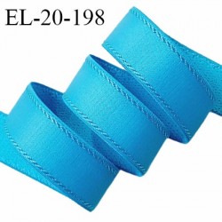 Elastique 19 mm lingerie haut de gamme couleur bleu pacifique doux au toucher allongement +40% largeur 19 mm prix au mètre