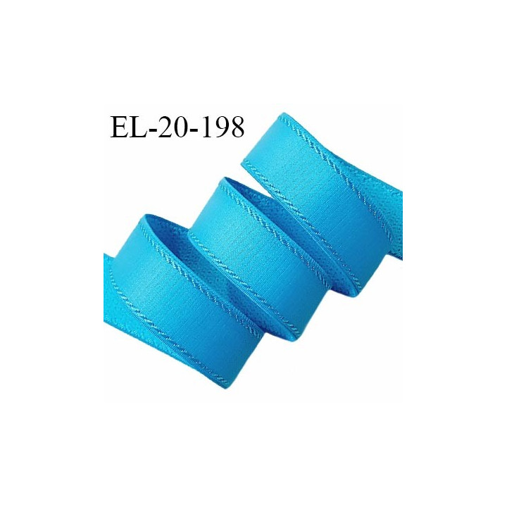 Elastique 19 mm lingerie haut de gamme couleur bleu pacifique doux au toucher allongement +40% largeur 19 mm prix au mètre