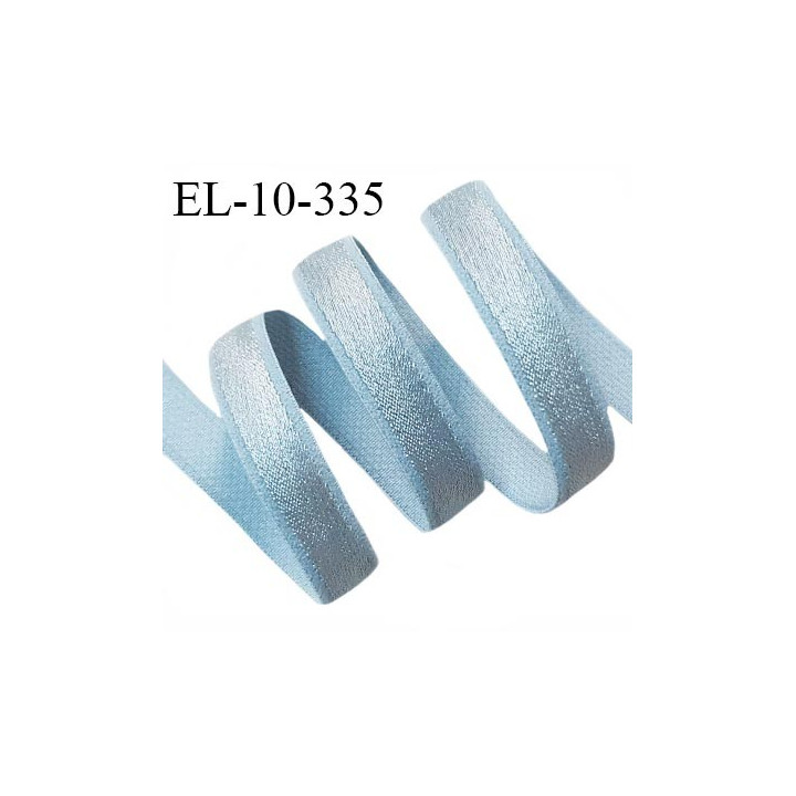 Elastique lingerie 10 mm haut de gamme couleur bleu ciel brillant bonne élasticité allongement +90% largeur 10 mm prix au mètre