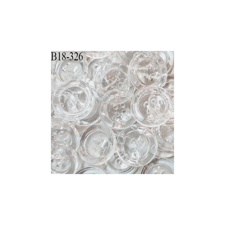 Bouton transparent 18 mm en pvc 4 trous diamètre 18 mm épaisseur 5 mm prix à l'unité