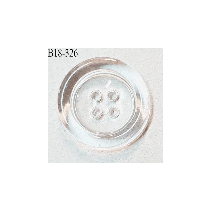 Bouton transparent 18 mm en pvc 4 trous diamètre 18 mm épaisseur 5 mm prix à l'unité