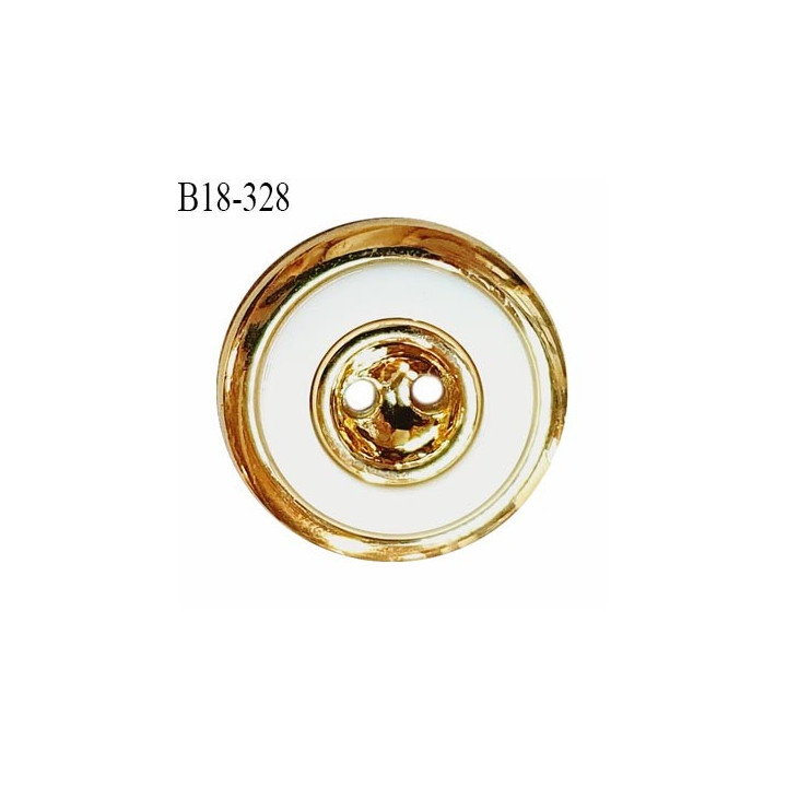 Bouton 18 mm couleur or et naturel 2 trous diamètre 18 mm épaisseur 5 mm prix à la pièce