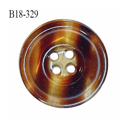 Bouton 18 mm pvc transparent couleur marron marbré 4 trous diamètre 18 mm épaisseur 3 mm prix à l'unité