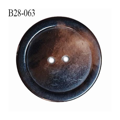 Bouton 28 mm en pvc couleur marron foncé marbré 2 trous diamètre 28 mm épaisseur 5 mm prix à la pièce