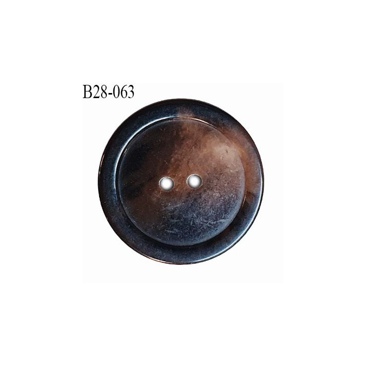 Bouton 28 mm en pvc couleur marron foncé marbré 2 trous diamètre 28 mm épaisseur 5 mm prix à la pièce