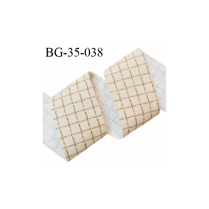Biais à plier 36 mm couleur beige à carreaux marron largeur 36 mm prix au mètre