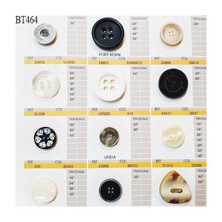 Plaque de 12 boutons pour création unique diamètre 20 à 34 mm fabrication européenne prix pour la plaque entière
