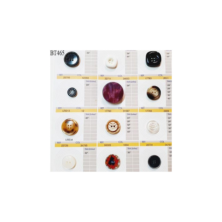 Plaque de 12 boutons pour création unique diamètre 15 à 34 mm fabrication européenne prix pour la plaque entière