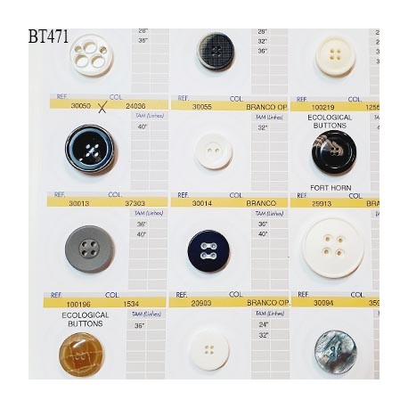 Plaque de 12 boutons pour création unique diamètre 20 à 34 mm fabrication européenne prix pour la plaque entière