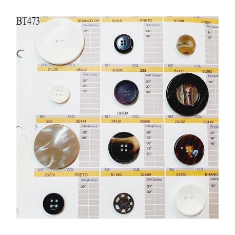 Plaque de 12 boutons pour création unique diamètre 20 à 51 mm fabrication européenne prix pour la plaque entière