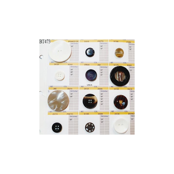 Plaque de 12 boutons pour création unique diamètre 20 à 51 mm fabrication européenne prix pour la plaque entière