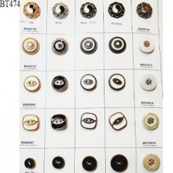 Plaque de 25 boutons pour création unique diamètre 13 à 22 mm prix pour la plaque entière
