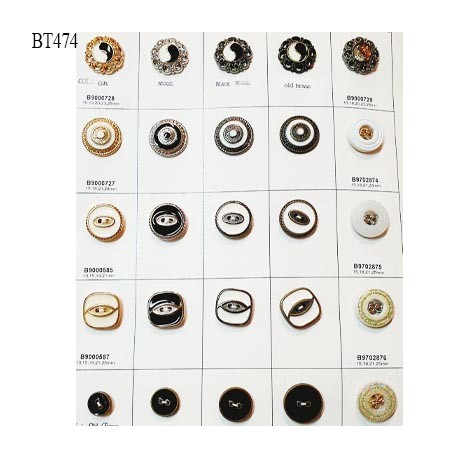 Plaque de 25 boutons pour création unique diamètre 13 à 22 mm prix pour la plaque entière