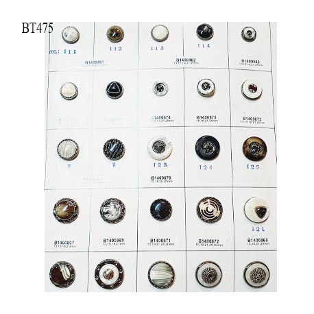 Plaque de 25 boutons pour création unique diamètre 13 à 23 mm prix pour la plaque entière