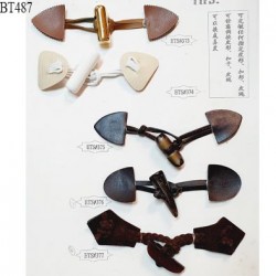 Plaque de 5 attaches brandebourg style duffle coat longueur de 14.5 à 16.5 cm prix pour la plaque entière