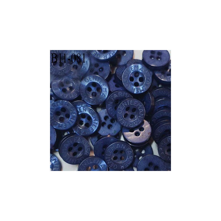 Bouton 11 mm très haut de gamme inscription Gentleman Farmer couleur bleu roi 4 trous prix à la pièce