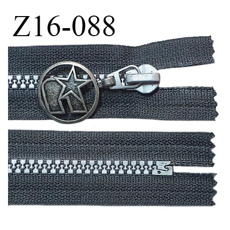 Fermeture zip 17 cm non séparable couleur gris zip largeur 6 mm longueur 17 cm largeur 30 mm prix à l'unité