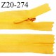 Fermeture zip 20 cm non séparable couleur jaune orangé zip glissière nylon invisible longueur 20 cm largeur 22 mm prix à l'unité