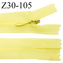 Fermeture zip 30 cm non séparable couleur jaune citron largeur 2.5 cm zip nylon invisible longueur 30 cm prix à l'unité
