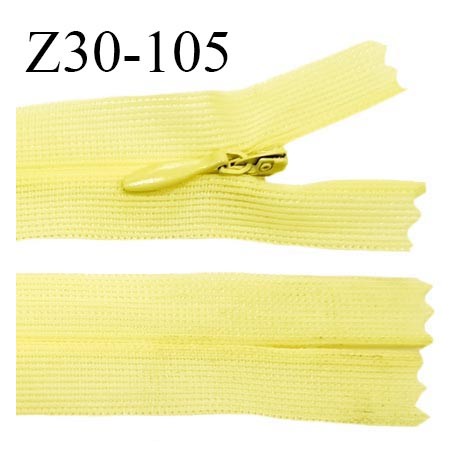 Fermeture zip 30 cm non séparable couleur jaune citron largeur 2.5 cm zip nylon invisible longueur 30 cm prix à l'unité