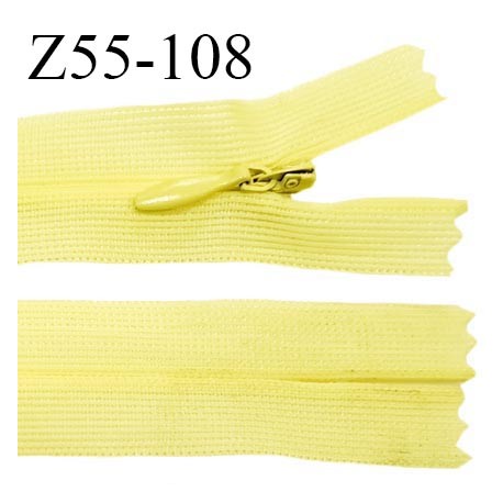 Fermeture zip 55 cm non séparable couleur jaune citron zip glissière nylon invisible longueur 55 cm prix à l'unité