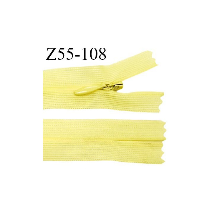 Fermeture zip 55 cm non séparable couleur jaune citron zip glissière nylon invisible longueur 55 cm prix à l'unité