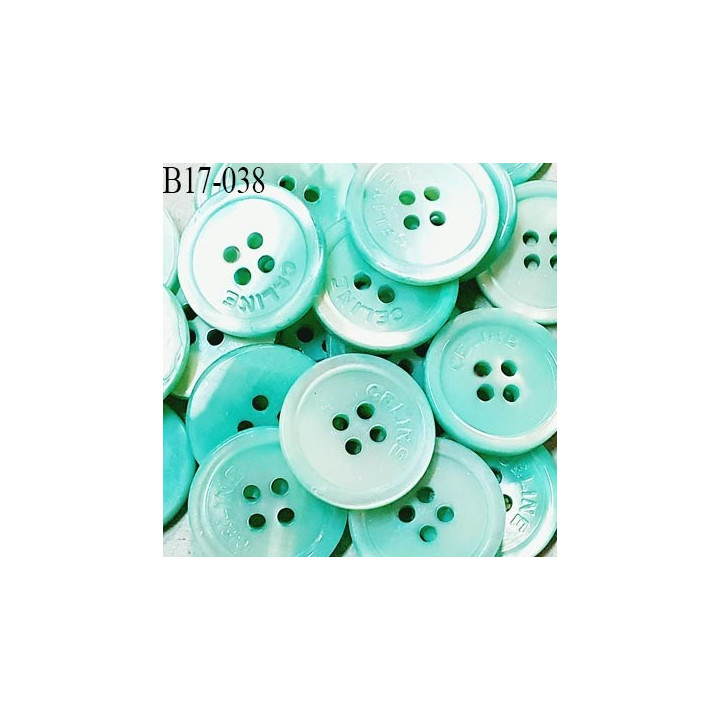 Bouton nacré 17 mm inscription CELINE très haut de gamme couleur vert 4 trous diamètre 17 mm épaisseur 3 mm prix à l'unité