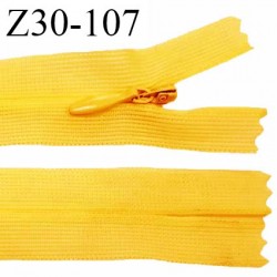 Fermeture zip 30 cm non séparable couleur jaune orangé largeur 2.5 cm zip nylon invisible longueur 30 cm prix à l'unité