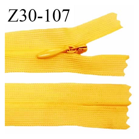 Fermeture zip 30 cm non séparable couleur jaune orangé largeur 2.5 cm zip nylon invisible longueur 30 cm prix à l'unité