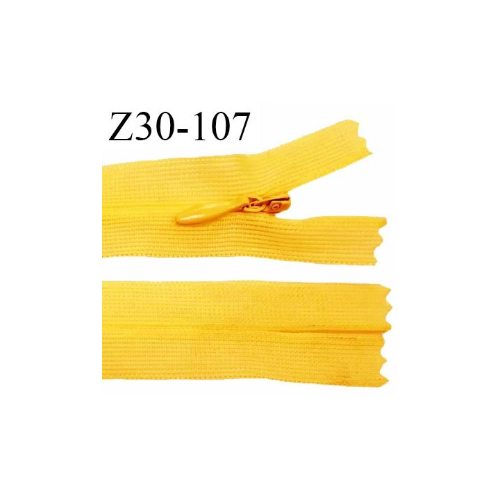 Fermeture zip 30 cm non séparable couleur jaune orangé largeur 2.5 cm zip nylon invisible longueur 30 cm prix à l'unité