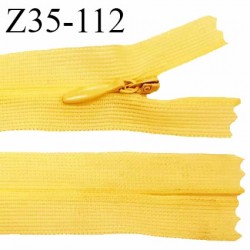 Fermeture zip 35 cm YKK non séparable couleur jaune pâle zip glissière nylon invisible largeur 5 mm prix à l'unité