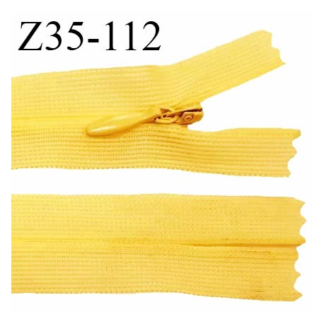 Fermeture zip 35 cm non séparable couleur jaune pâle zip glissière nylon invisible largeur 5 mm prix à l'unité