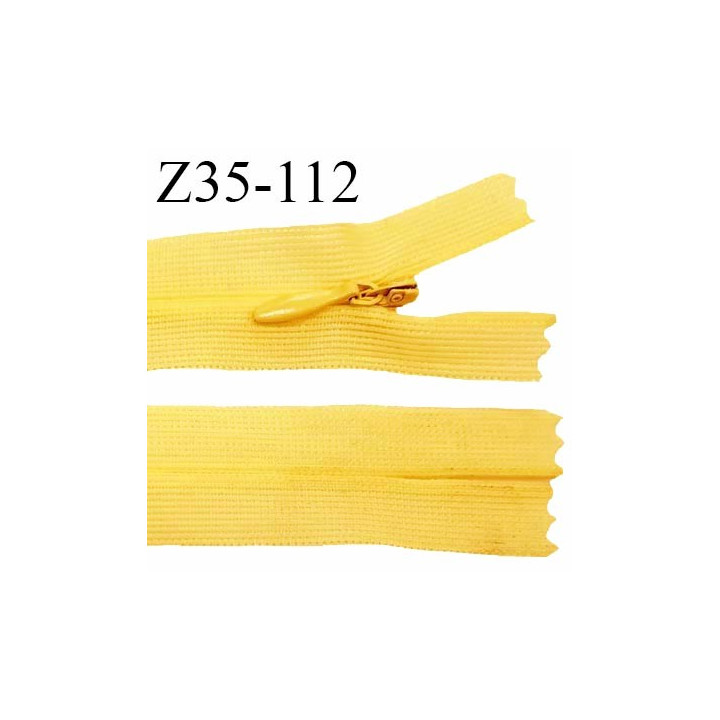 Fermeture zip 35 cm non séparable couleur jaune pâle zip glissière nylon invisible largeur 5 mm prix à l'unité