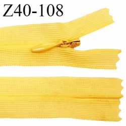 Fermeture zip 40 cm YKK non séparable couleur jaune pâle zip glissière nylon invisible largeur 5 mm prix à l'unité