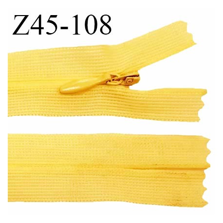 Fermeture zip 45 cm YKK non séparable couleur jaune pâle zip glissière nylon invisible longueur 45 cm prix à l'unité