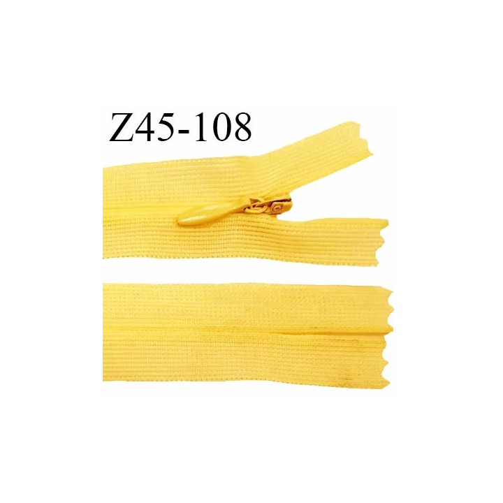 Fermeture zip 45 cm YKK non séparable couleur jaune pâle zip glissière nylon invisible longueur 45 cm prix à l'unité