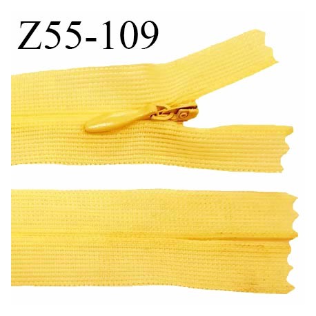 Fermeture zip 55 cm YKK non séparable couleur jaune pâle zip glissière nylon invisible longueur 55 cm prix à l'unité