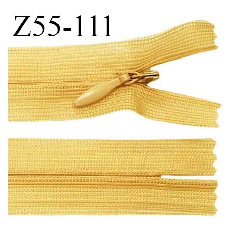 Fermeture zip 55 cm non séparable couleur jaune vanille zip glissière nylon invisible longueur 55 cm prix à l'unité