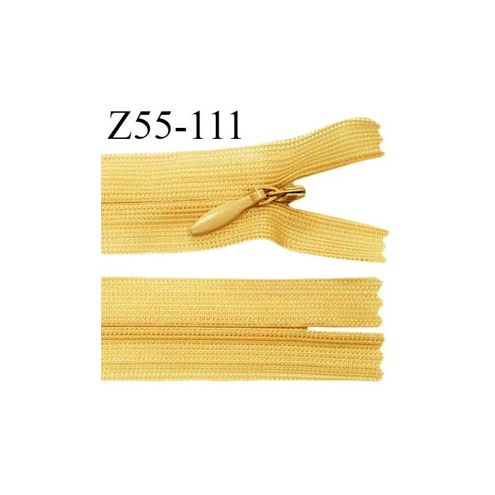 Fermeture zip 55 cm non séparable couleur jaune vanille zip glissière nylon invisible longueur 55 cm prix à l'unité