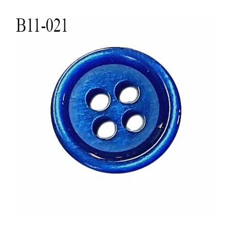 bouton 11 mm couleur bleu 4 trous diamètre 11 millimètres
