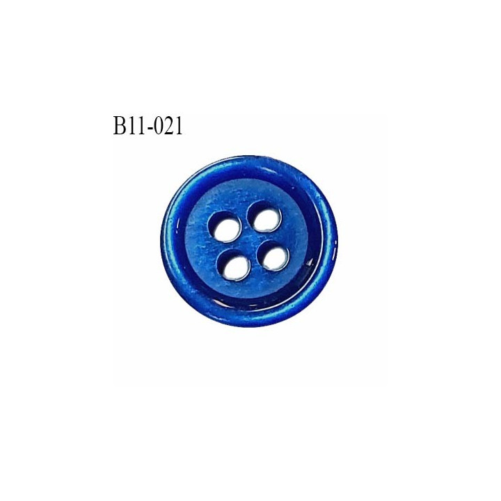 bouton 11 mm couleur bleu 4 trous diamètre 11 millimètres