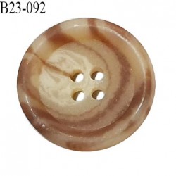 Bouton 23 mm couleur beige et marron 4 trous diamètre 23 mm épaisseur 4 mm prix à l'unité
