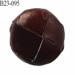 Bouton 23 mm style cuir couleur marron foncé attache avec un anneau diamètre 15 mm bombé épaisseur 10 mm prix à la pièce