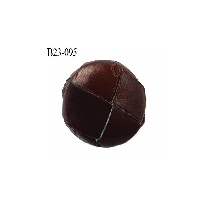 Bouton 23 mm style cuir couleur marron attache avec un anneau diamètre 15 mm bombé épaisseur 10 mm prix à la pièce