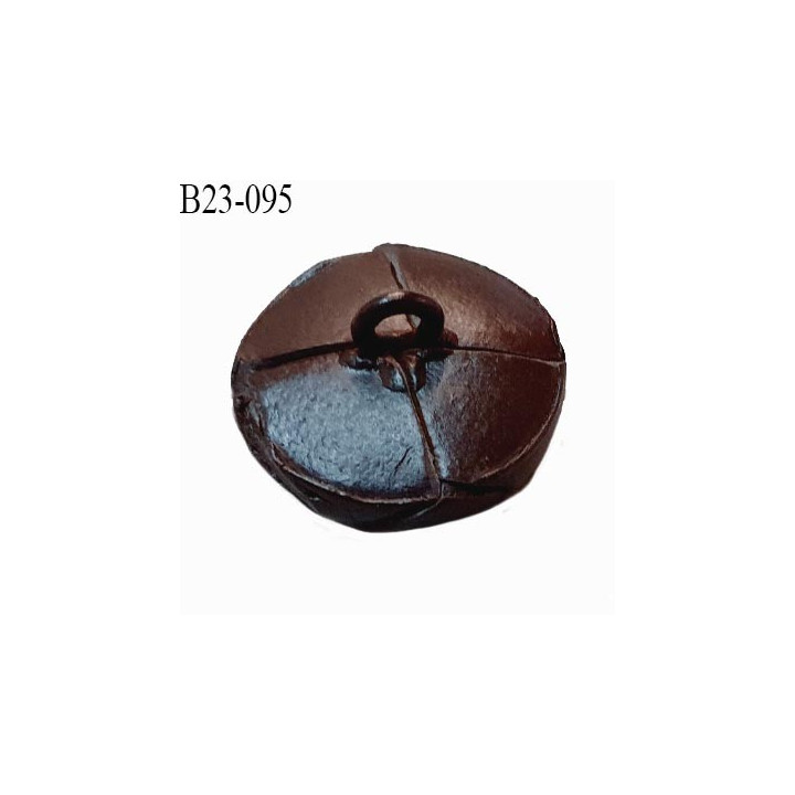 Bouton 23 mm style cuir couleur marron attache avec un anneau diamètre 15 mm bombé épaisseur 10 mm prix à la pièce